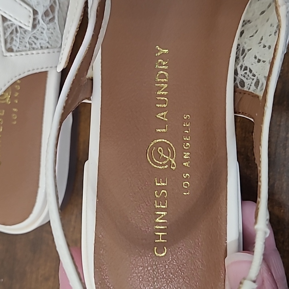 Chinese Laundry Cream Lace Slingback Mary Jane Style Flats size 8.5 - Picture 5 of 9
